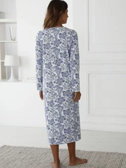 Daxon Chemise de nuit manches longues en coton