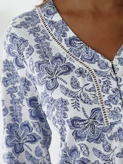 Daxon Chemise de nuit manches longues en coton