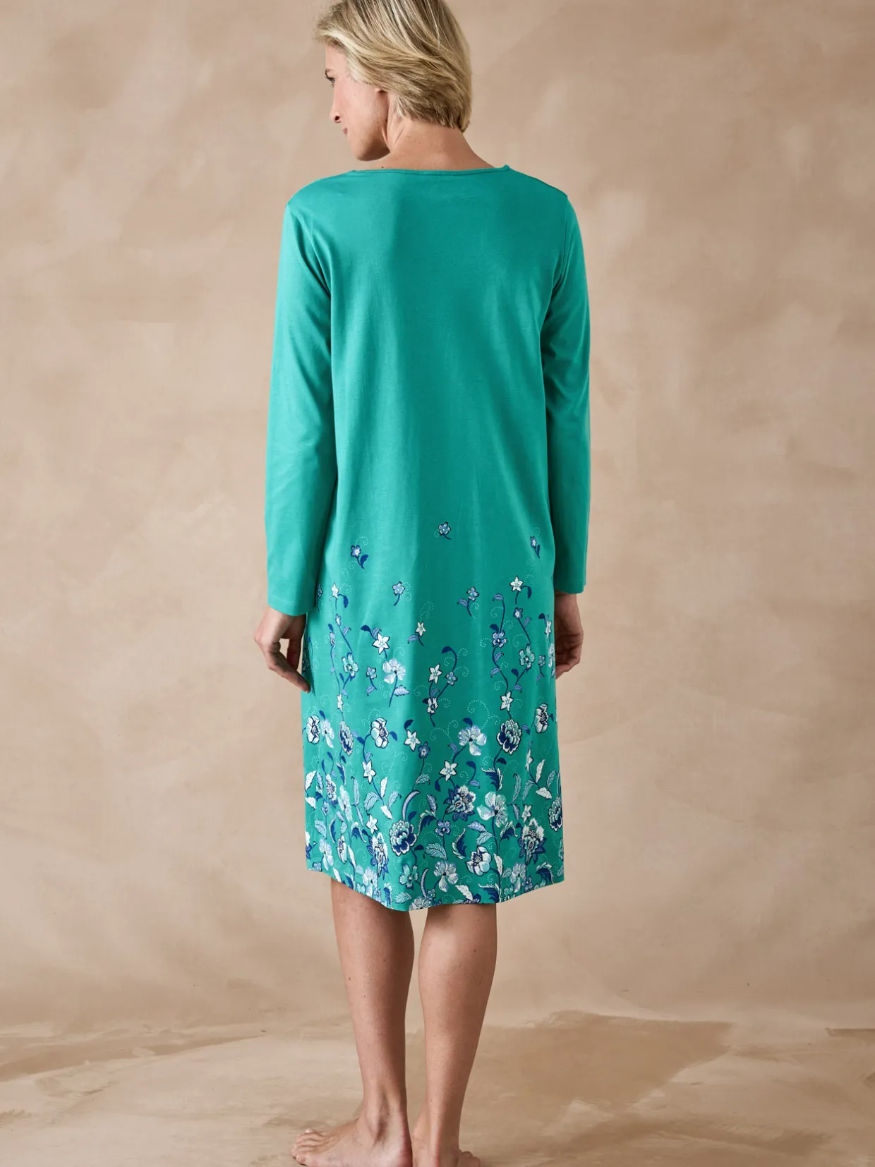 Daxon Chemise de nuit manches longues coton