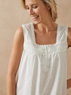 Daxon Chemise de nuit plumetis larges bretelle