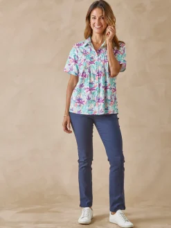 Femme Daxon Chemisier effet plastron manches courtes