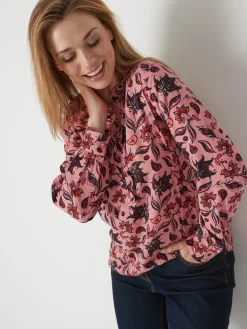 Femme Daxon Chemisier en crêpe col montant volanté