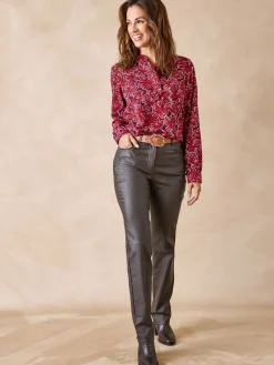 Femme Daxon Chemisier en crêpe col montant volanté