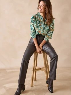 Femme Daxon Chemisier en crêpe col montant volanté