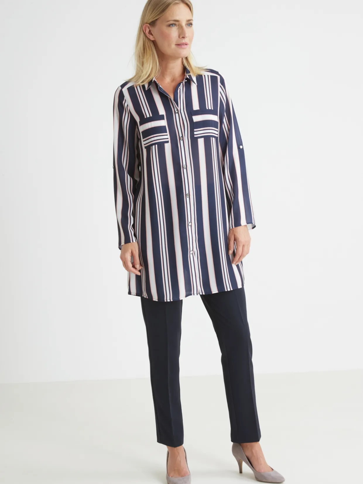 Femme Daxon Chemisier fluide long. 85 cm