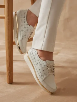 Femme Pédiconfort Derbies compensés cuir perforé