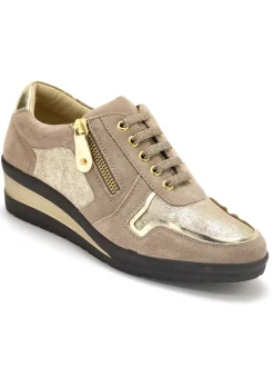 Femme Pédiconfort Derbies détails métallisés zip et lacets