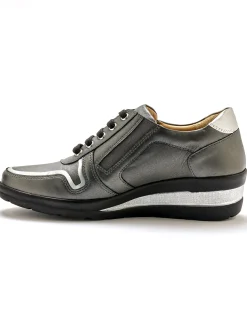 Femme Pédiconfort Derbies détails métallisés zip et lacets