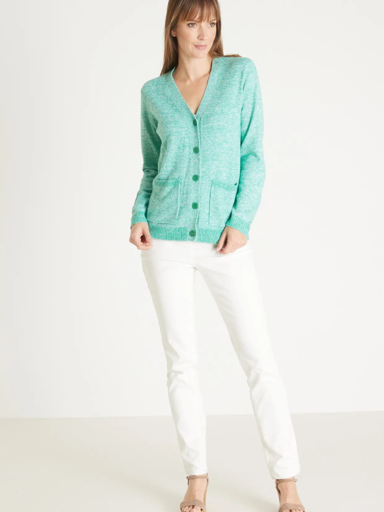 Femme Daxon Gilet classique en maille chinée