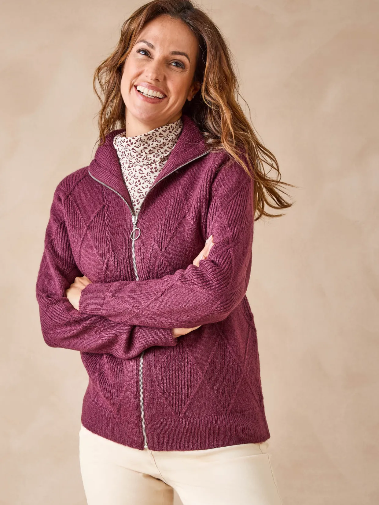 Femme Daxon Gilet géométrique col camionneur zippé