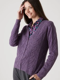 Femme Daxon Gilet maille point fantaisie avec laine