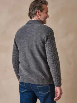 Homme Daxon Gilet torsadé col châle avec laine