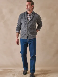 Homme Daxon Gilet torsadé col châle avec laine