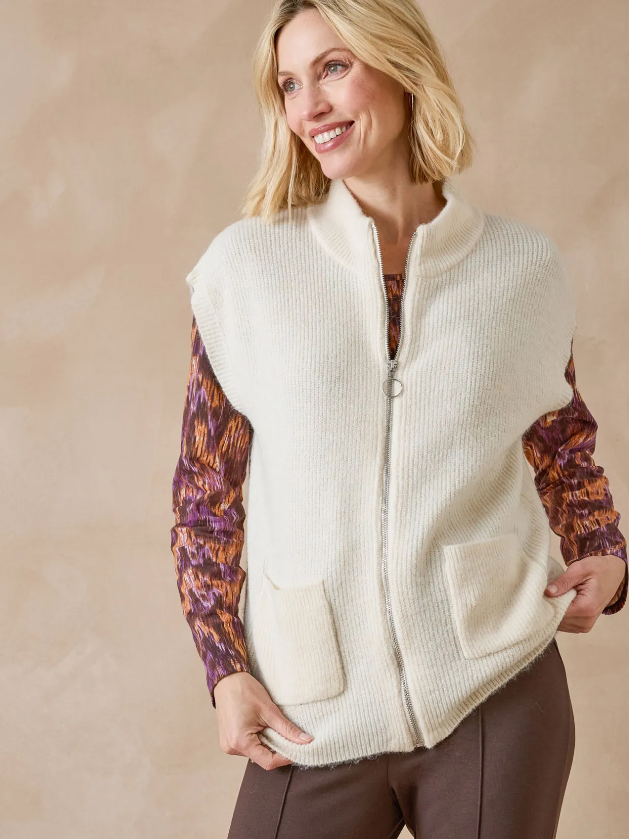 Femme Daxon Gilet zippé sans manches côtes anglaises