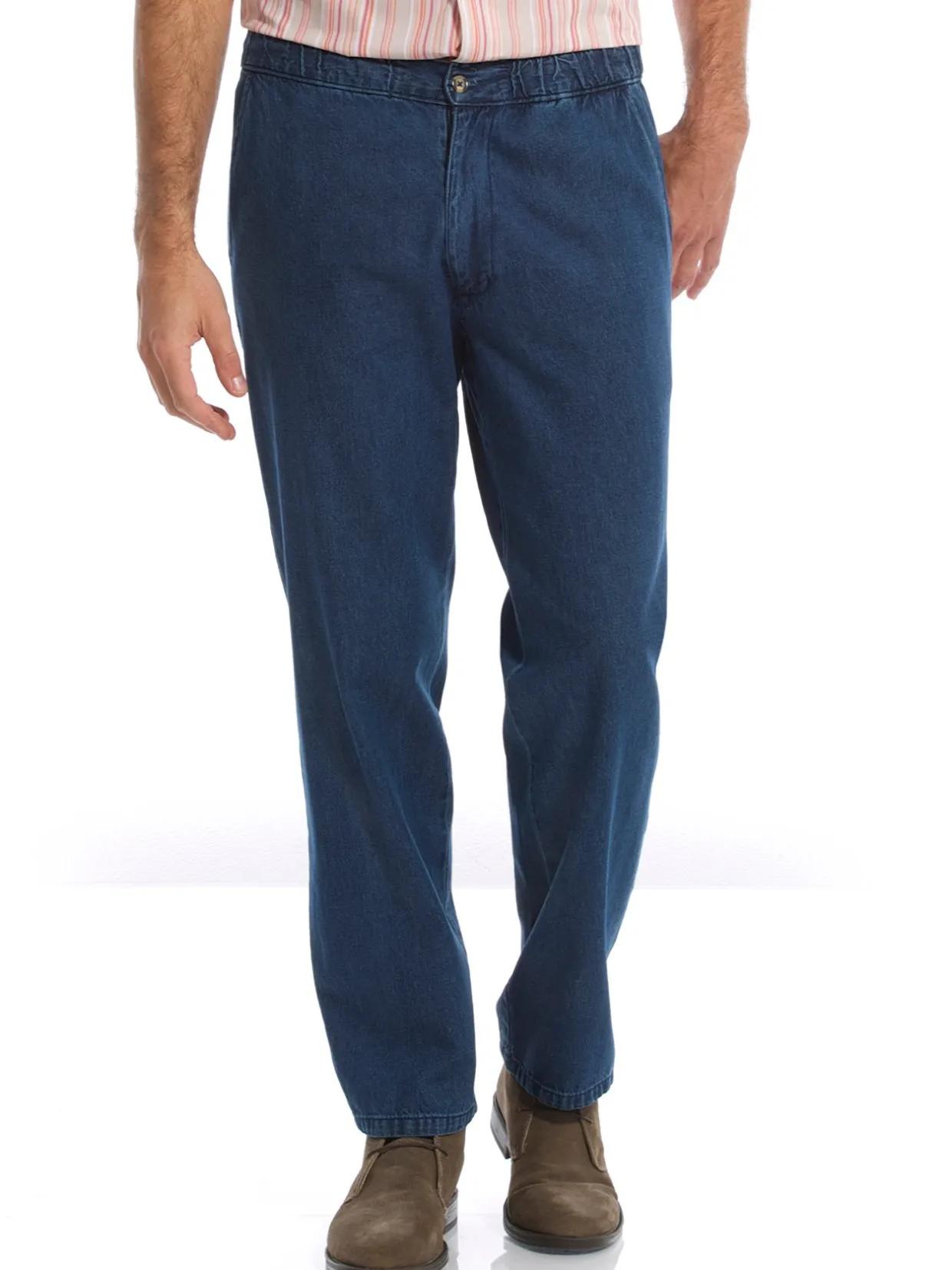 Homme Daxon Jean droit pur coton taille élastiquée