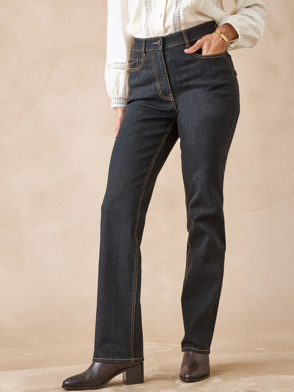 Femme Daxon Jean droit taille haute stretch