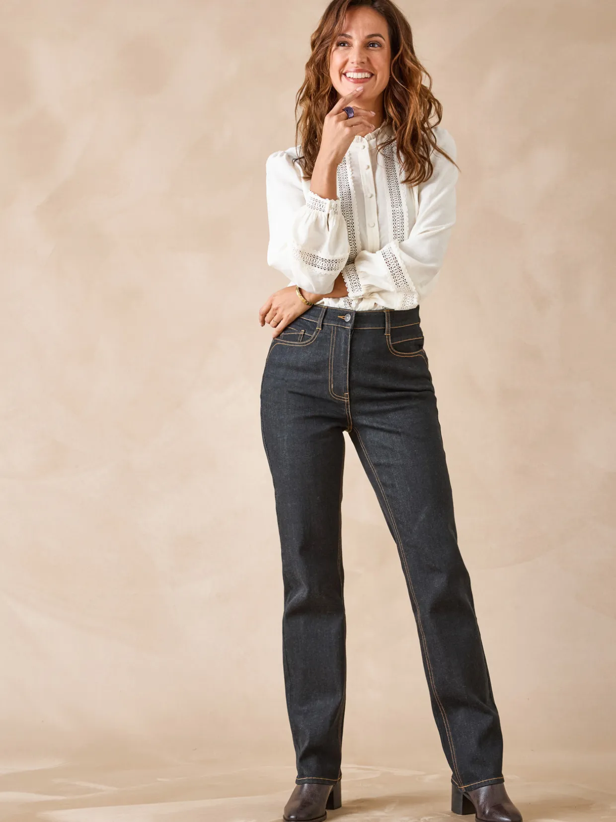 Femme Daxon Jean droit taille haute stretch