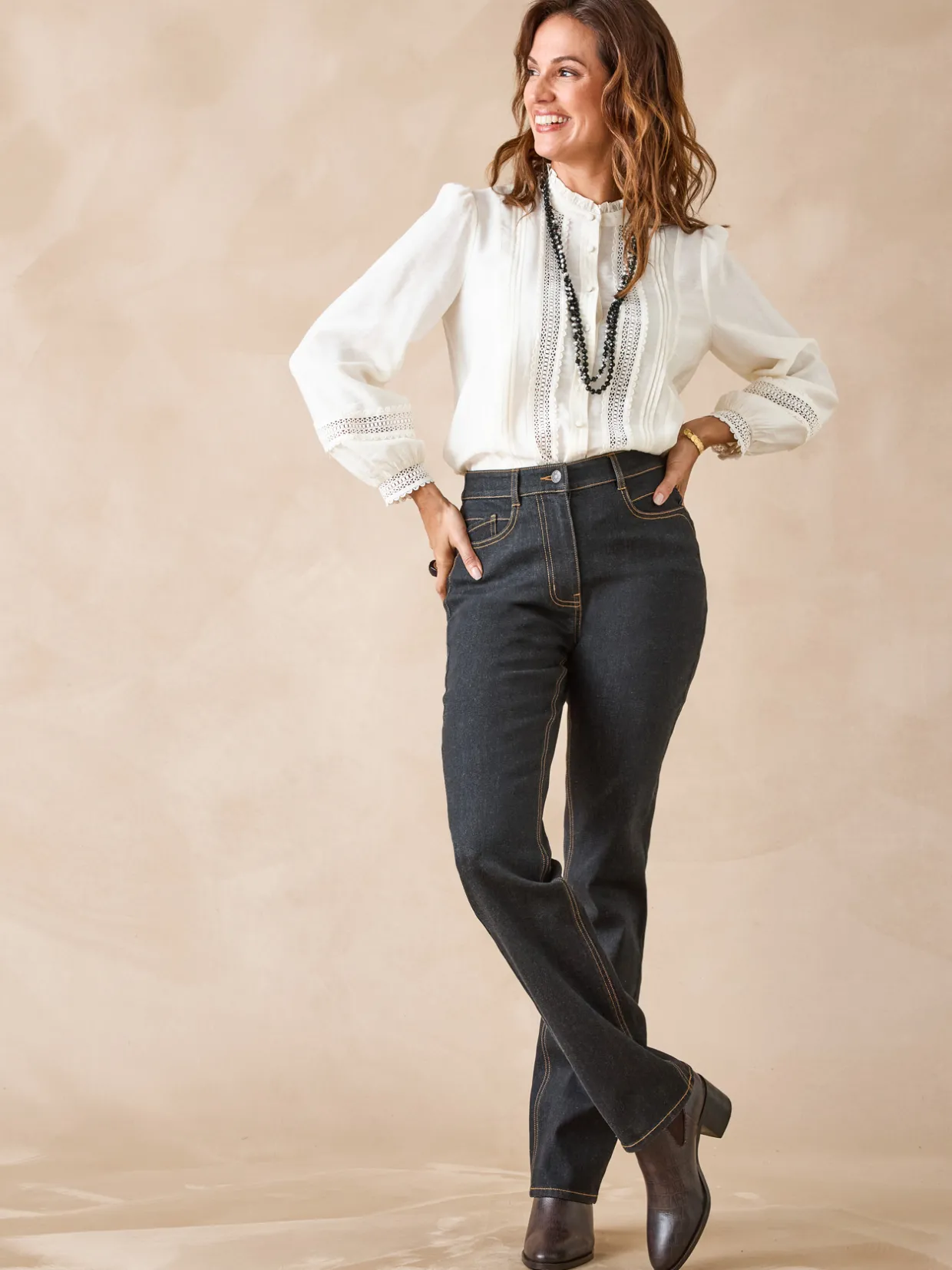 Femme Daxon Jean droit taille haute stretch