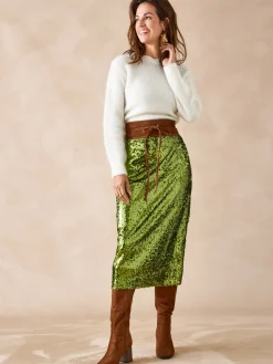 Femme Daxon Jupe droite à sequins