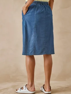 Femme Daxon Jupe en chambray entièrement boutonnée