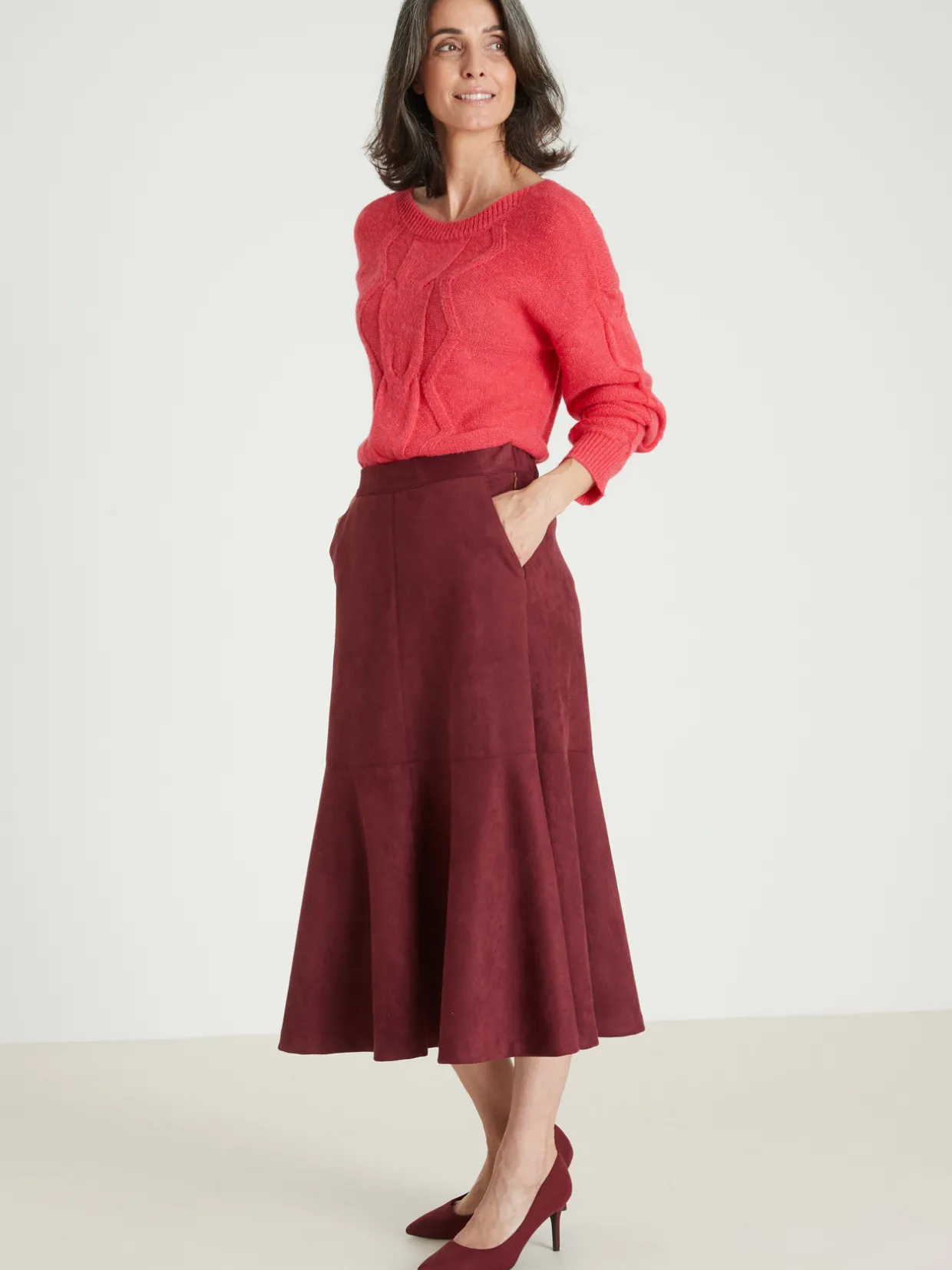 Femme Daxon Jupe suédine élastiquée dos