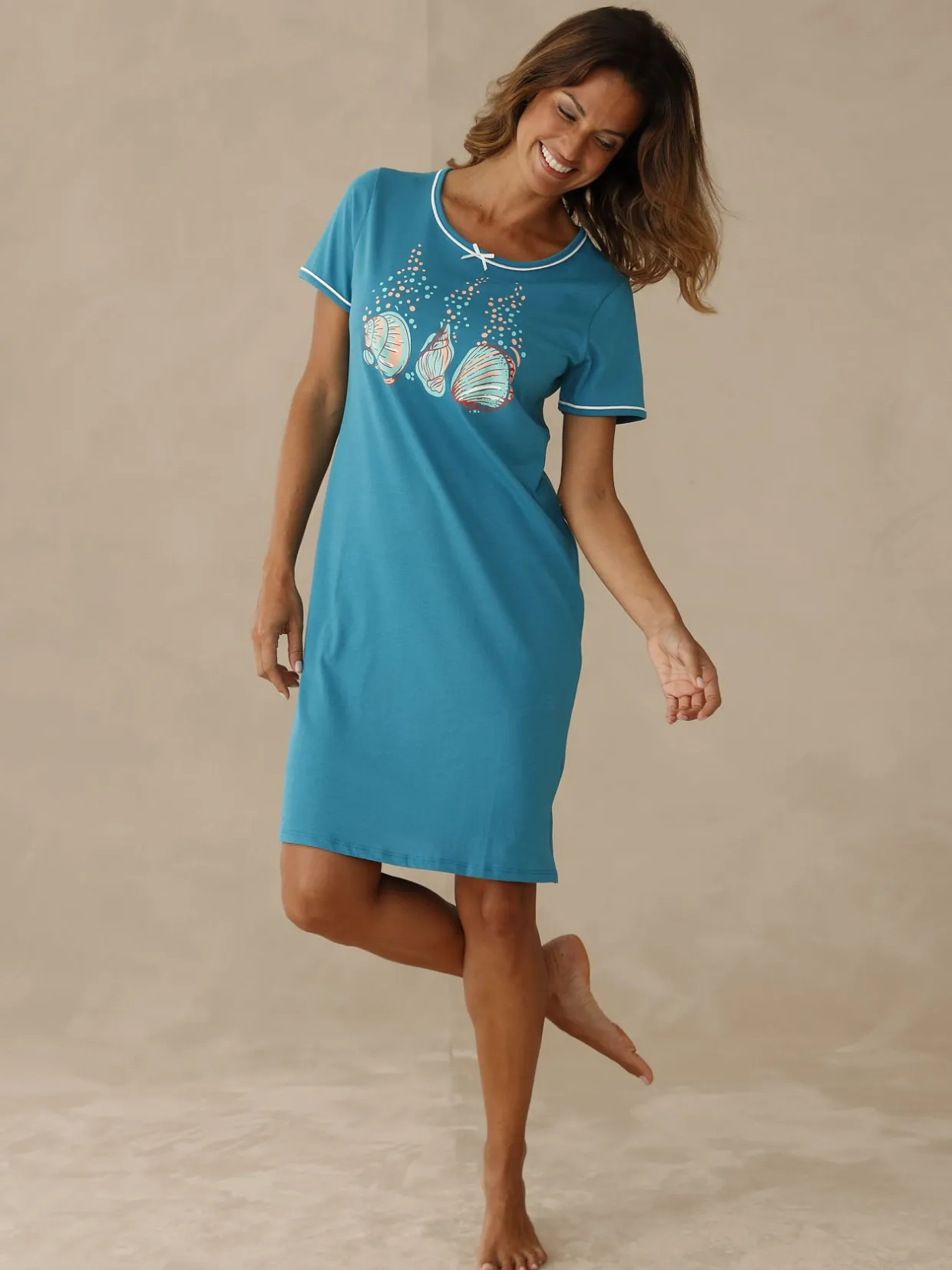 Daxon Lot de 2 chemises de nuit courtes coton