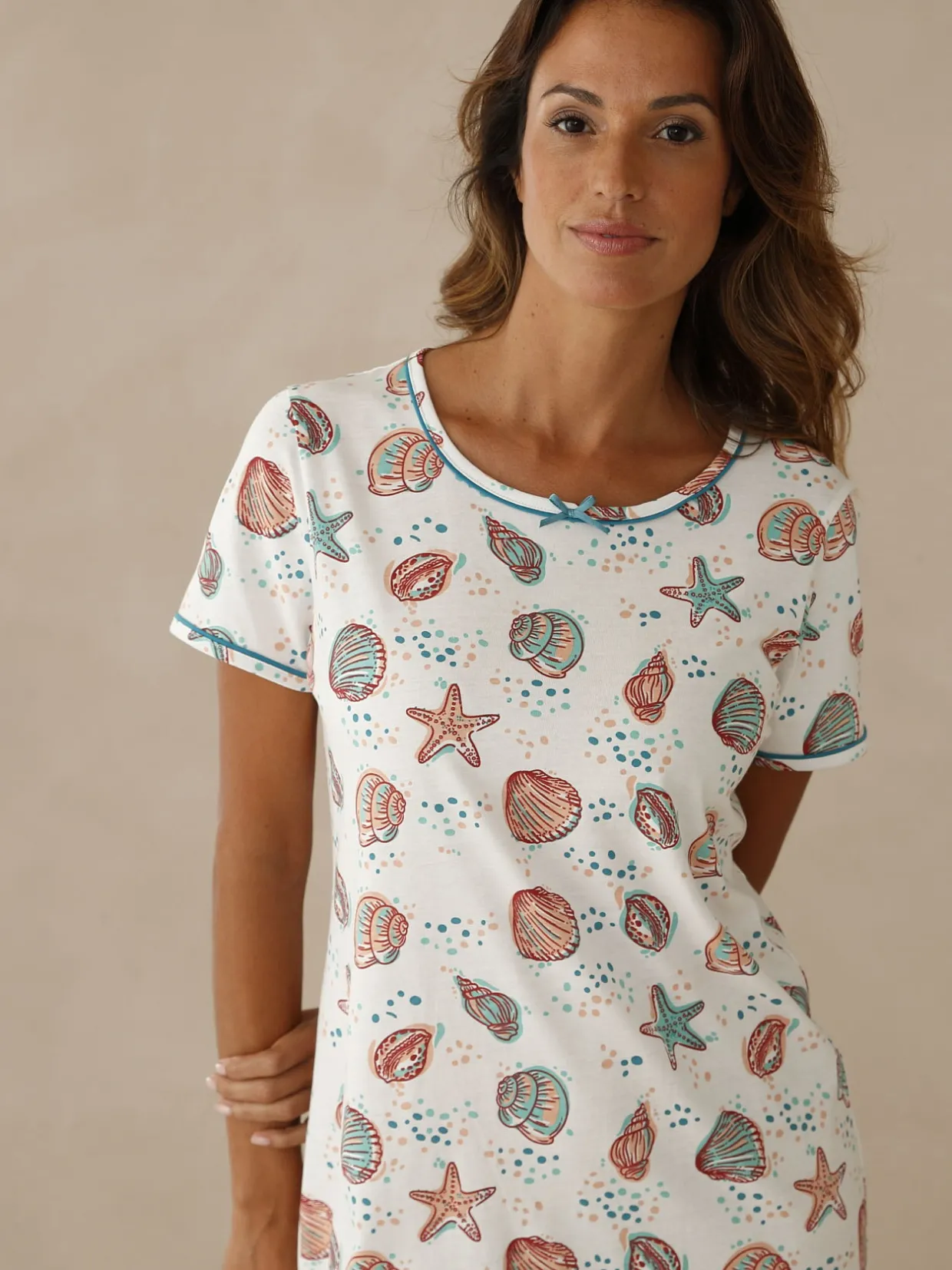 Daxon Lot de 2 chemises de nuit courtes coton