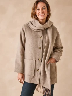 Femme Daxon Manteau avec laine et écharpe amovible