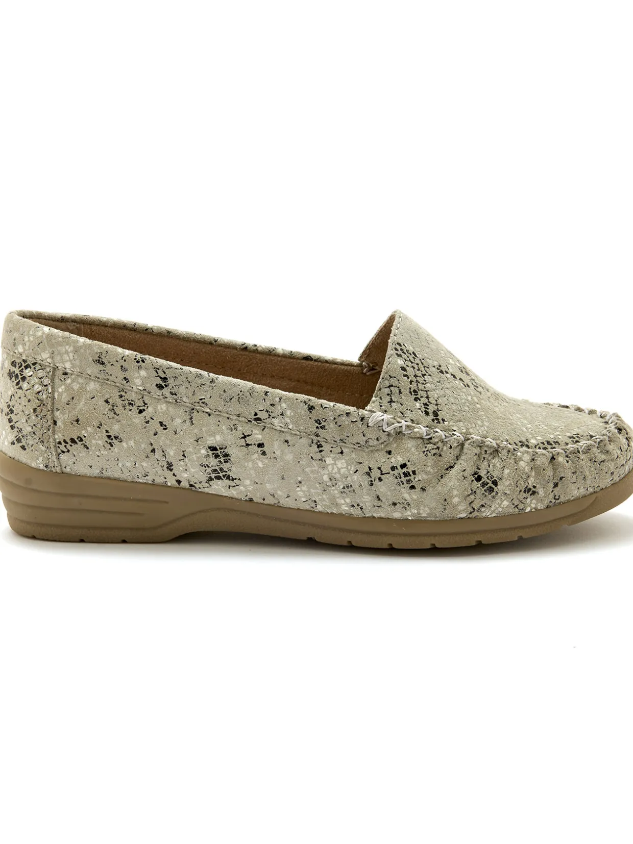 Femme Pédiconfort Mocassins cuir imprimé grande largeur