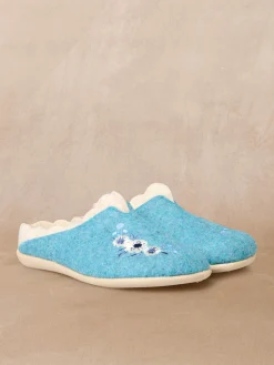 Femme Pédiconfort Mules broderies fleurs semelle amovible