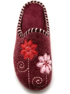 Femme Pédiconfort Mules brodées grande largeur