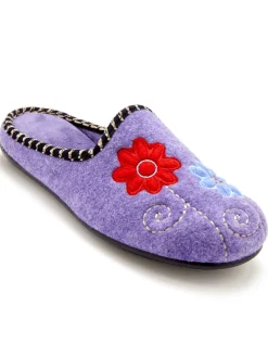 Femme Pédiconfort Mules brodées grande largeur