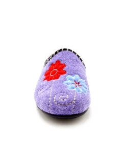 Femme Pédiconfort Mules brodées grande largeur