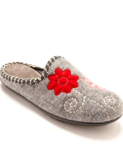 Femme Pédiconfort Mules brodées grande largeur