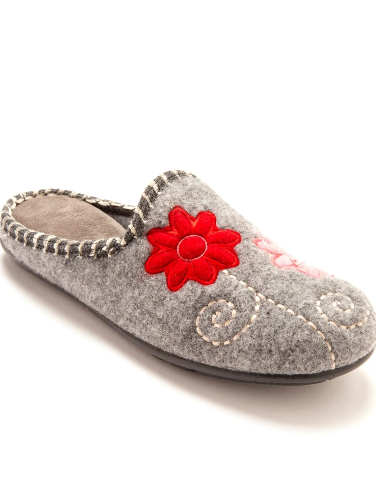 Femme Pédiconfort Mules brodées grande largeur