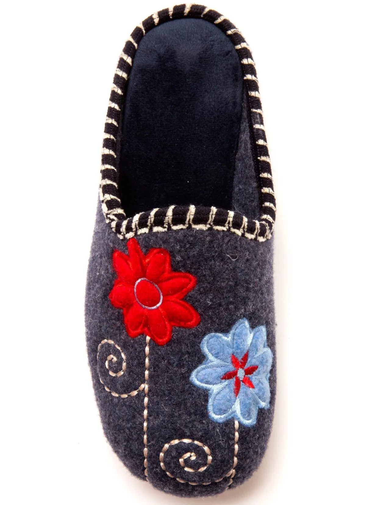 Femme Pédiconfort Mules brodées grande largeur