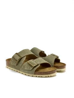 Femme Pédiconfort Mules cuir velours à boucles