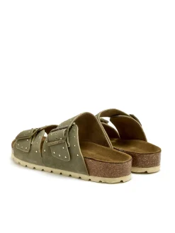 Femme Pédiconfort Mules cuir velours à boucles