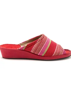 Femme Pédiconfort Mules rayées grande largeur