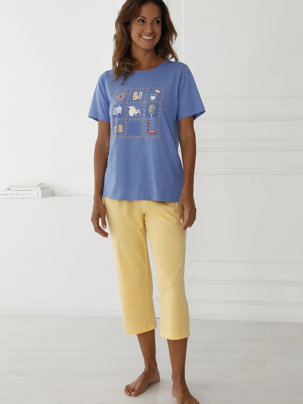 Daxon Pantacourt de pyjama jersey pur coton