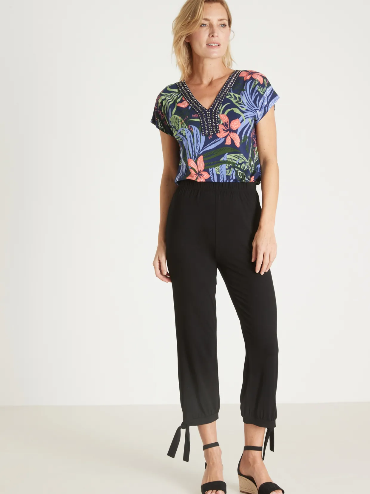 Femme Daxon Pantacourt en maille style sarouel