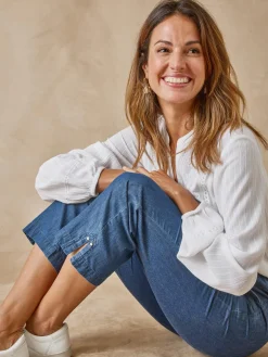 Femme Daxon Pantacourt élastiqué en chambray