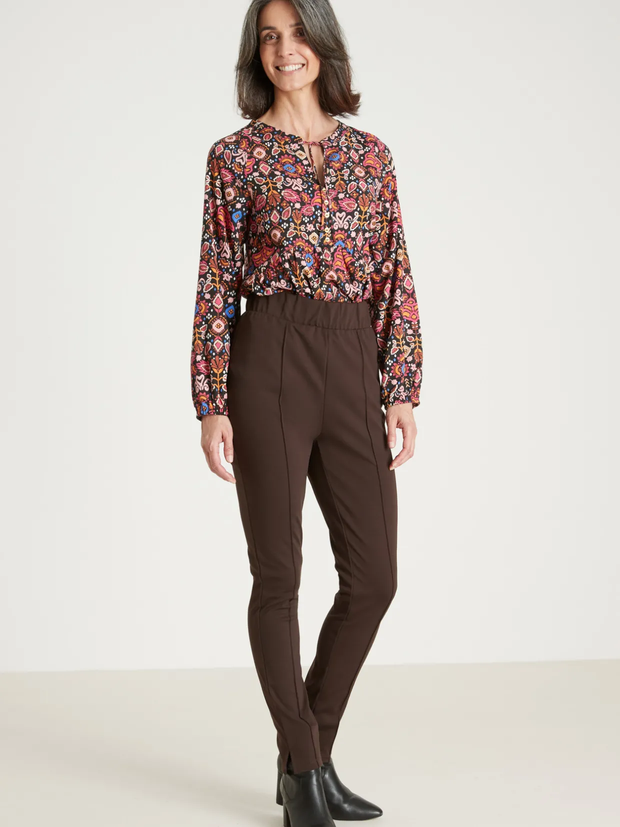 Femme Daxon Pantalon droit élastiqué maille milano