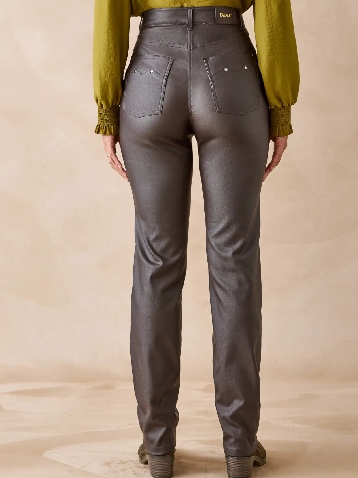 Femme Daxon Pantalon enduit taille haute