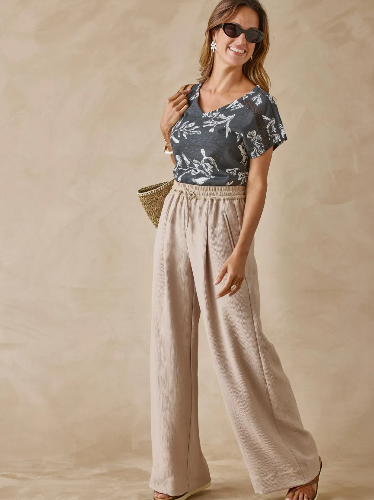 Femme Daxon Pantalon large aspect froissé