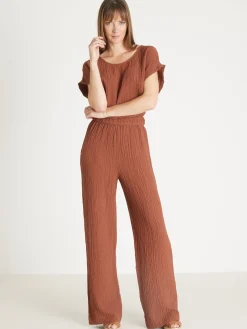 Femme Daxon Pantalon large en seersucker