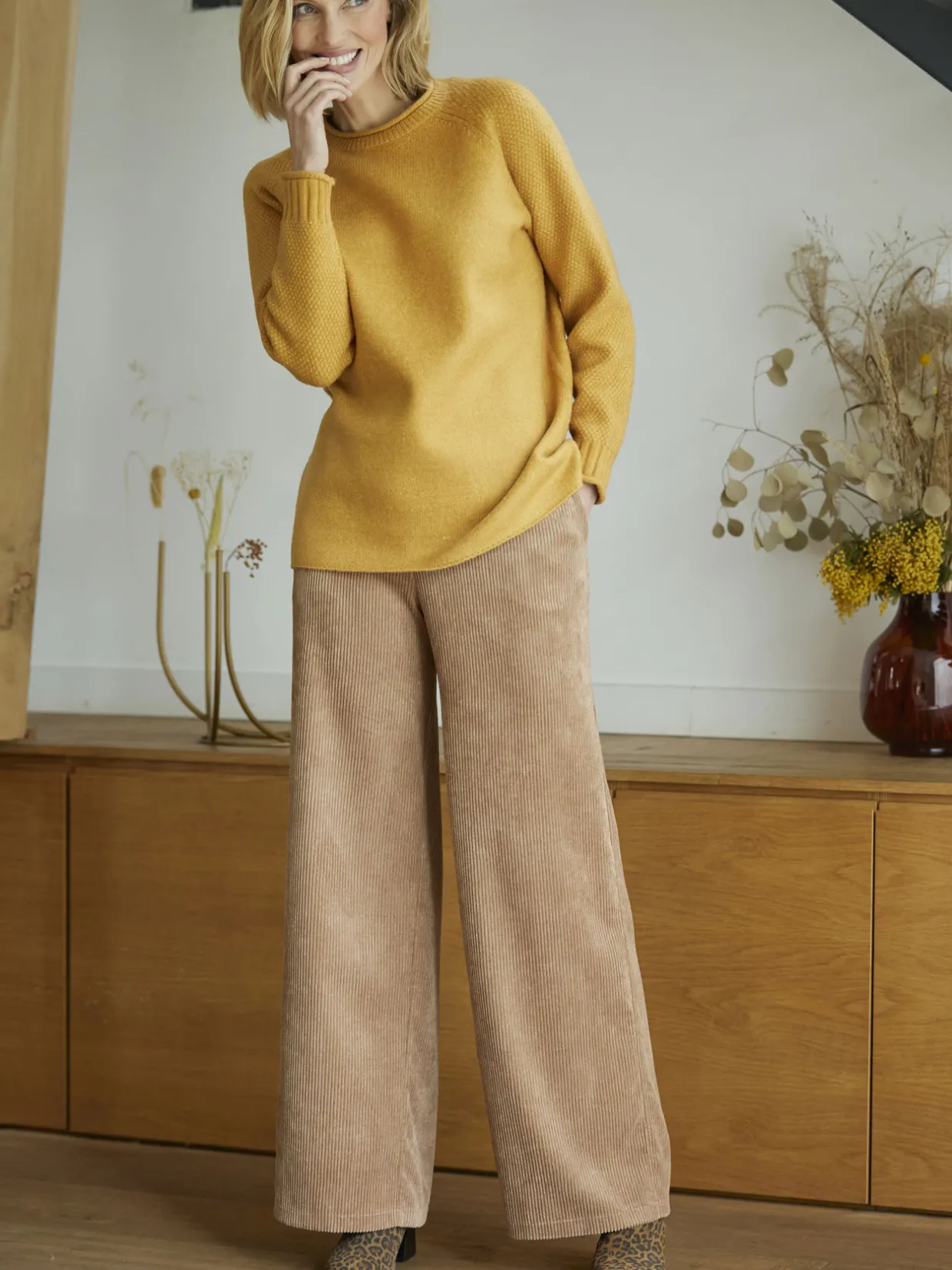 Femme Daxon Pantalon large velours côtelé