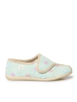 Femme Pédiconfort Pantoufles à scratch broderies fleurs