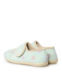 Femme Pédiconfort Pantoufles à scratch broderies fleurs