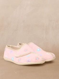 Femme Pédiconfort Pantoufles à scratch broderies fleurs